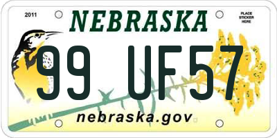 NE license plate 99UF57