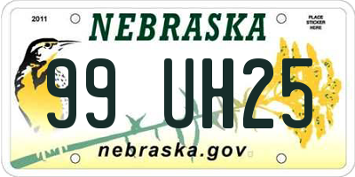 NE license plate 99UH25