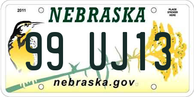 NE license plate 99UJ13