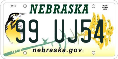 NE license plate 99UJ54