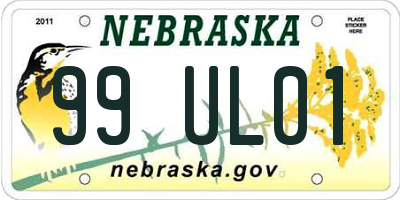 NE license plate 99UL01