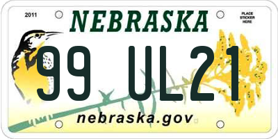 NE license plate 99UL21