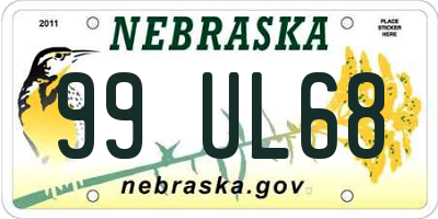 NE license plate 99UL68