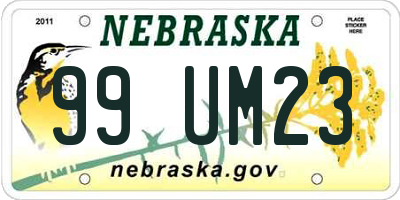 NE license plate 99UM23