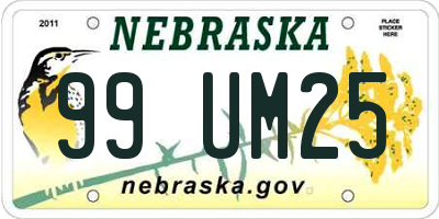 NE license plate 99UM25