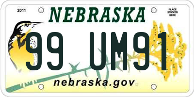 NE license plate 99UM91