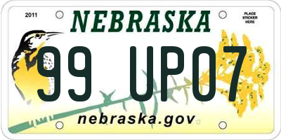 NE license plate 99UP07