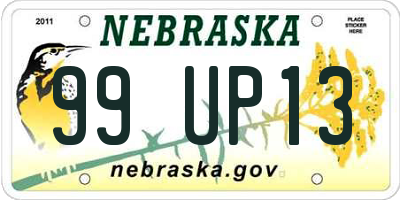 NE license plate 99UP13