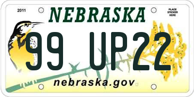 NE license plate 99UP22