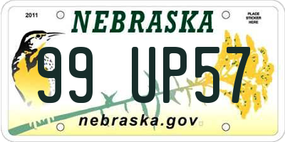 NE license plate 99UP57