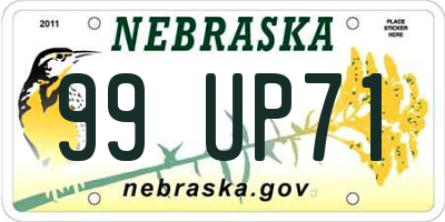 NE license plate 99UP71