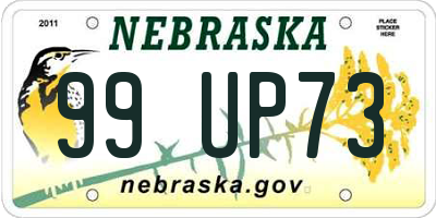 NE license plate 99UP73