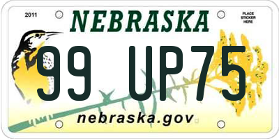 NE license plate 99UP75