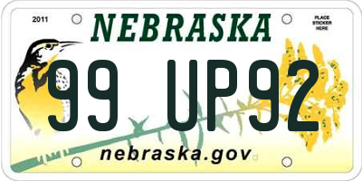 NE license plate 99UP92