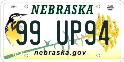 NE license plate 99UP94