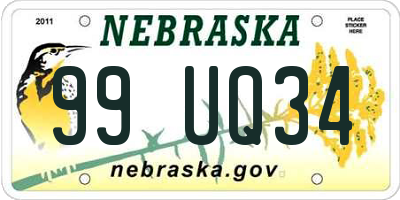 NE license plate 99UQ34