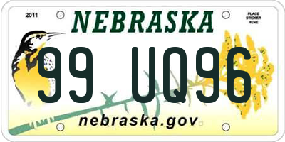 NE license plate 99UQ96