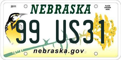 NE license plate 99US31