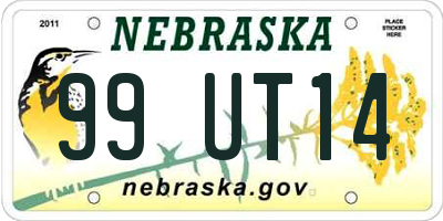 NE license plate 99UT14