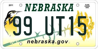 NE license plate 99UT15