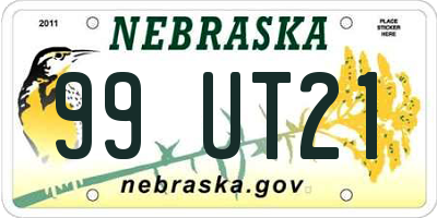 NE license plate 99UT21