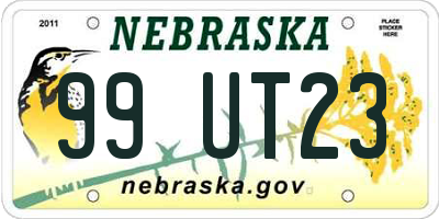 NE license plate 99UT23