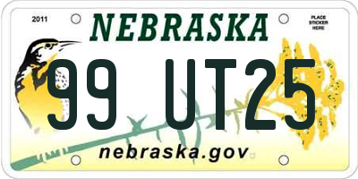 NE license plate 99UT25