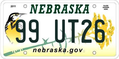 NE license plate 99UT26