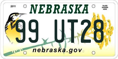 NE license plate 99UT28