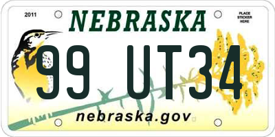 NE license plate 99UT34