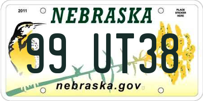 NE license plate 99UT38