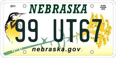 NE license plate 99UT67