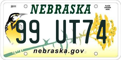 NE license plate 99UT74