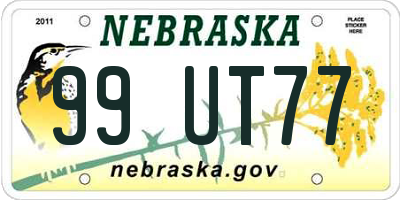 NE license plate 99UT77