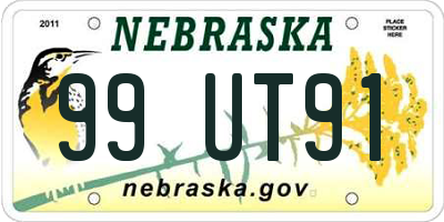 NE license plate 99UT91