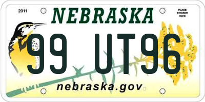 NE license plate 99UT96