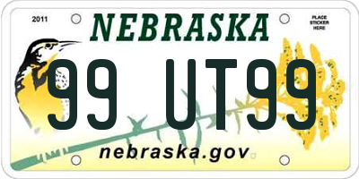 NE license plate 99UT99