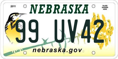 NE license plate 99UV42