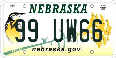 NE license plate 99UW66