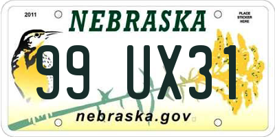 NE license plate 99UX31