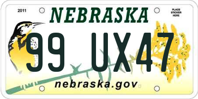 NE license plate 99UX47
