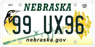 NE license plate 99UX96