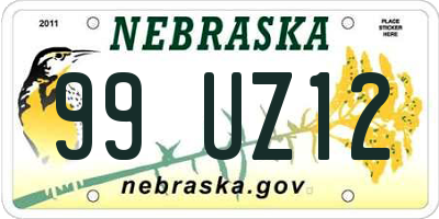 NE license plate 99UZ12