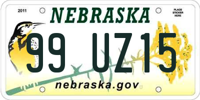 NE license plate 99UZ15