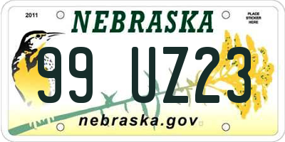 NE license plate 99UZ23