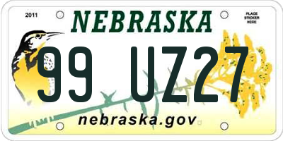 NE license plate 99UZ27