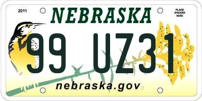 NE license plate 99UZ31