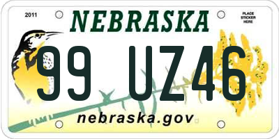 NE license plate 99UZ46