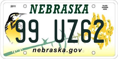 NE license plate 99UZ62