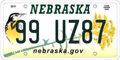 NE license plate 99UZ87